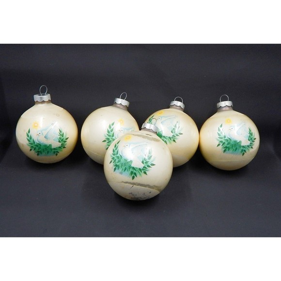 Essex Franke Mercury Glass Christmas Ornaments Dove Peace On Earth Lot of 5 - Picture 2 of 8
